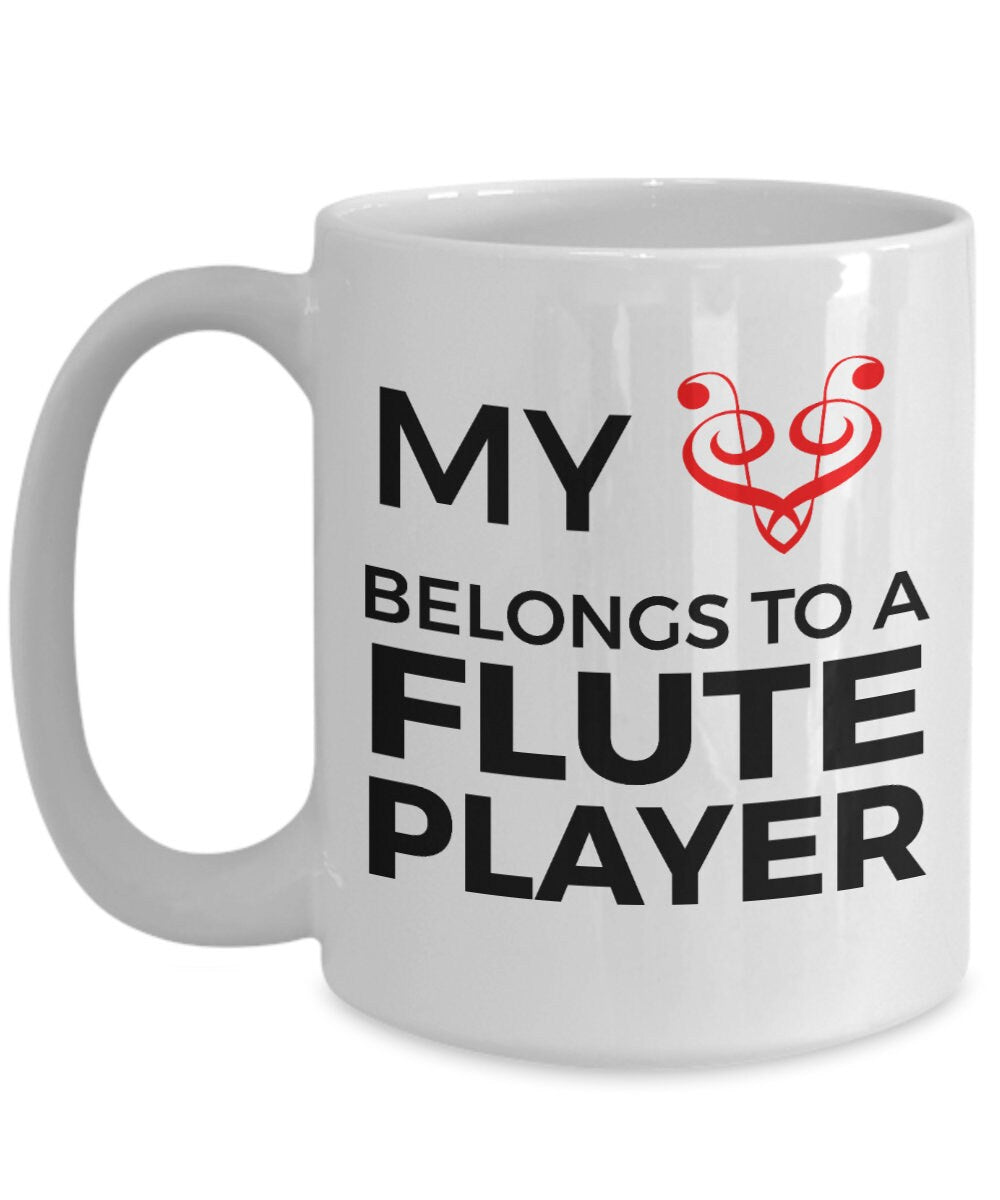 Flute Player Mug - My Heart Belongs To A Flute Player - Mallard Moon Gift Shop