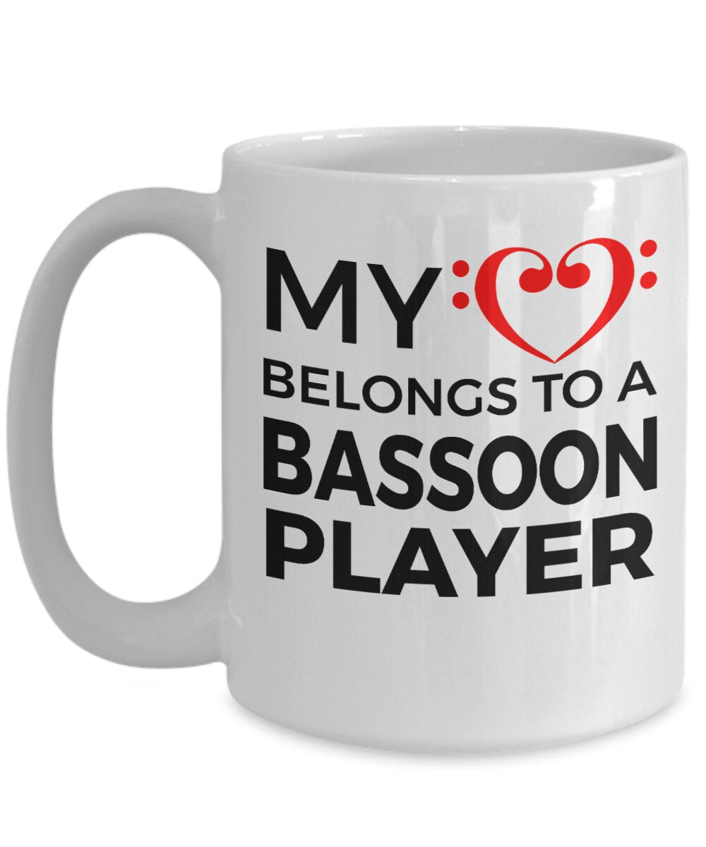 Bassoon Player Mug - My Heart Belongs To A Bassoon Player - Mallard Moon Gift Shop