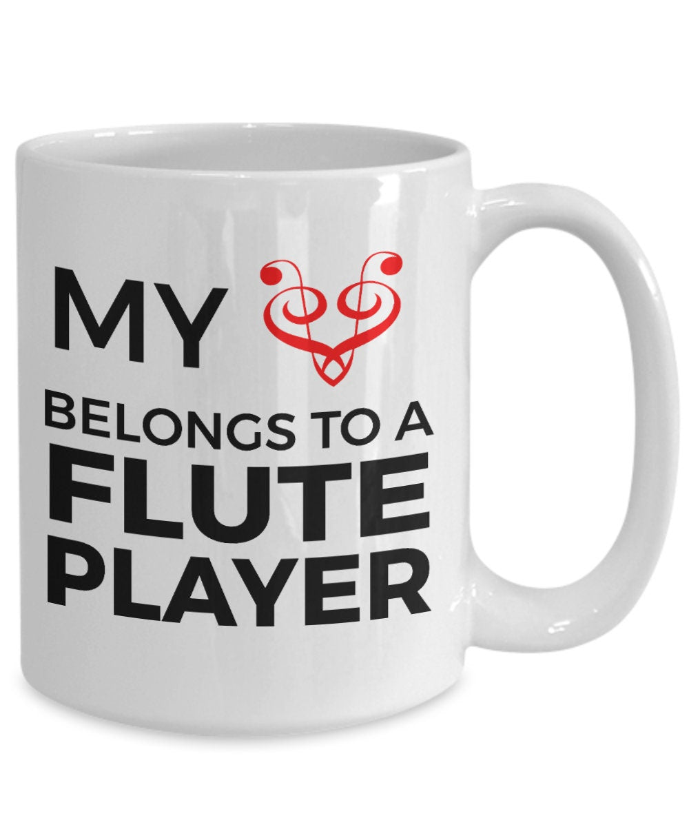 Flute Player Mug - My Heart Belongs To A Flute Player - Mallard Moon Gift Shop