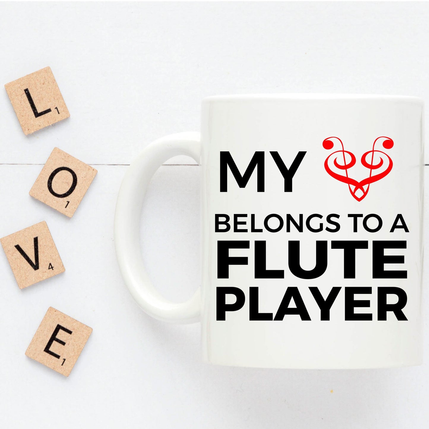 Flute Player Mug - My Heart Belongs To A Flute Player - Mallard Moon Gift Shop