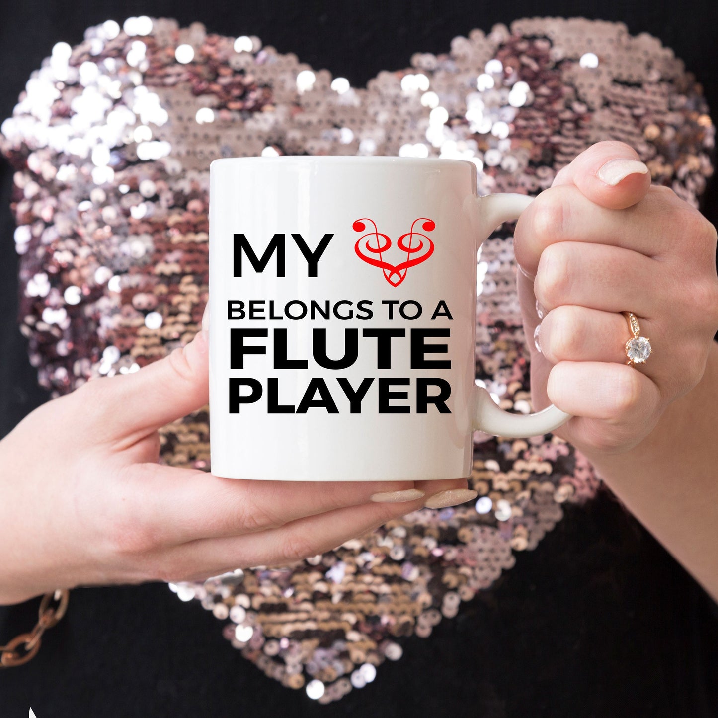 Flute Player Mug - My Heart Belongs To A Flute Player - Mallard Moon Gift Shop