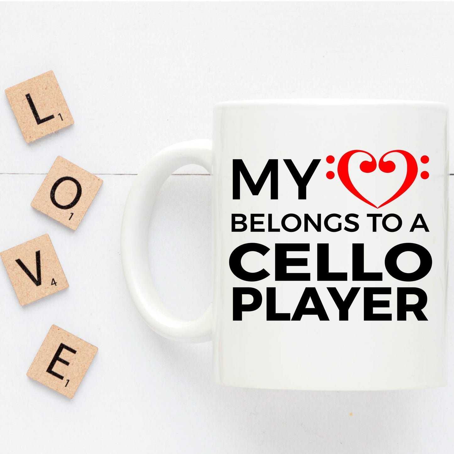 Cello Player Mug - My Heart Belongs To A Cello Player - Mallard Moon Gift Shop
