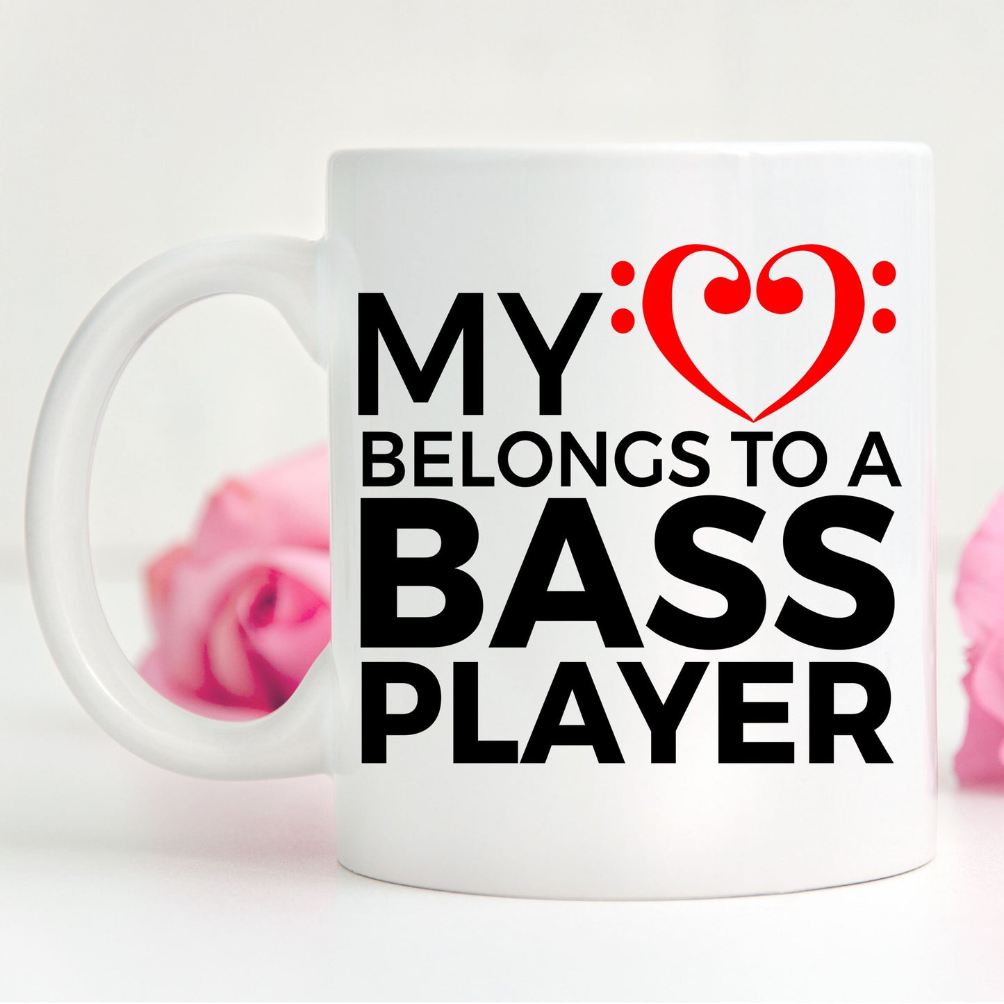 Bass Player Mug - My Heart Belongs To A Bass Player - Mallard Moon Gift Shop