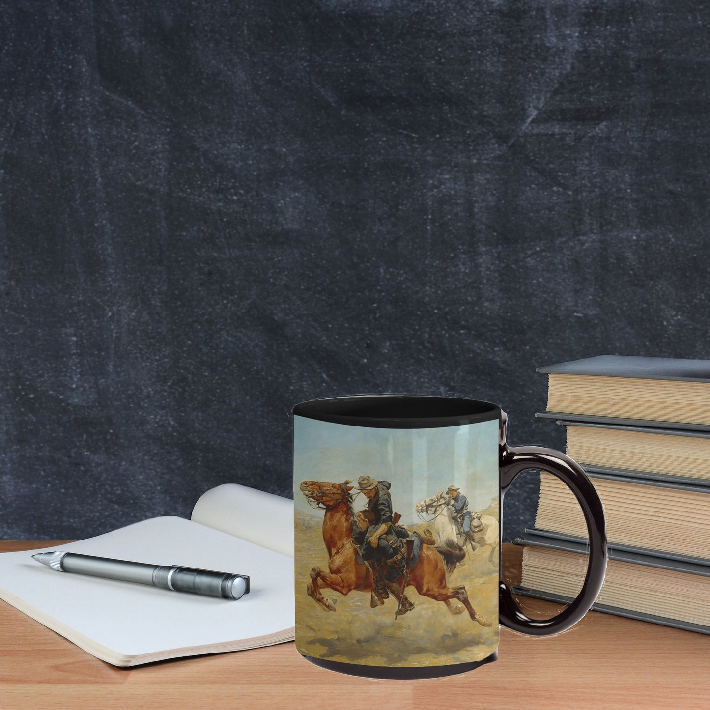 Frontier Trooper - My Bunkie Western Art Black Ceramic 15 oz Mug
