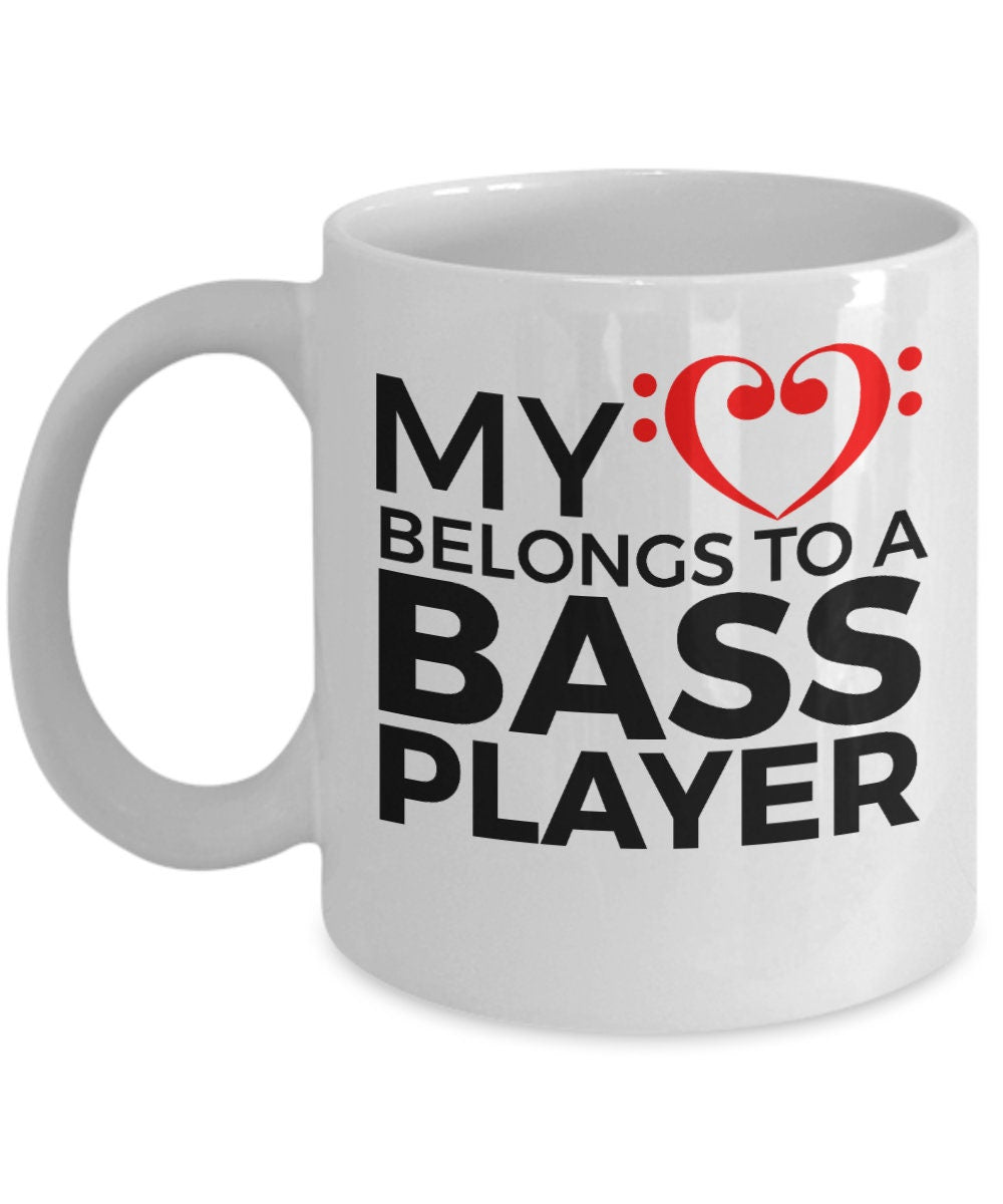 Bass Player Mug - My Heart Belongs To A Bass Player - Mallard Moon Gift Shop