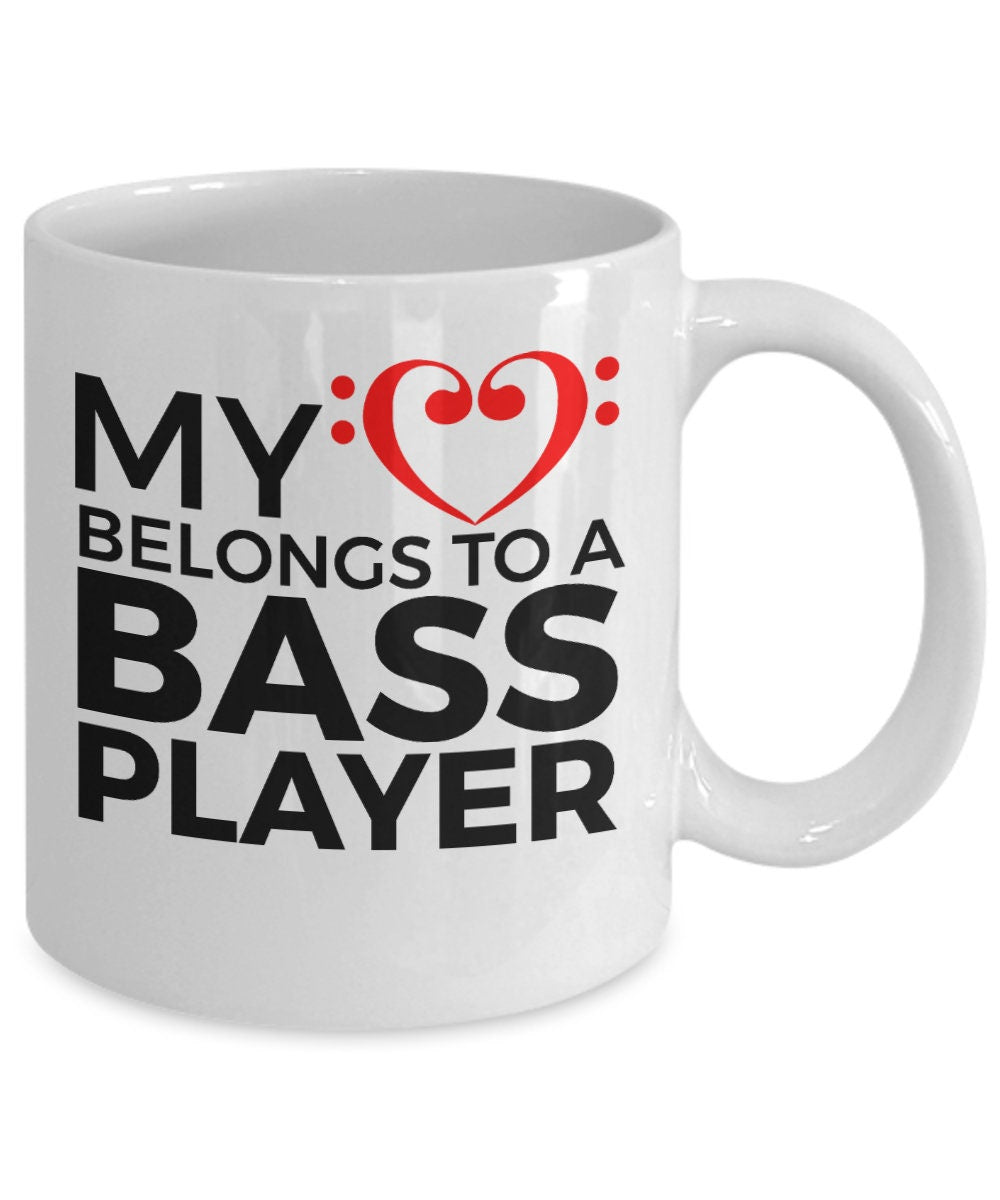 Bass Player Mug - My Heart Belongs To A Bass Player - Mallard Moon Gift Shop