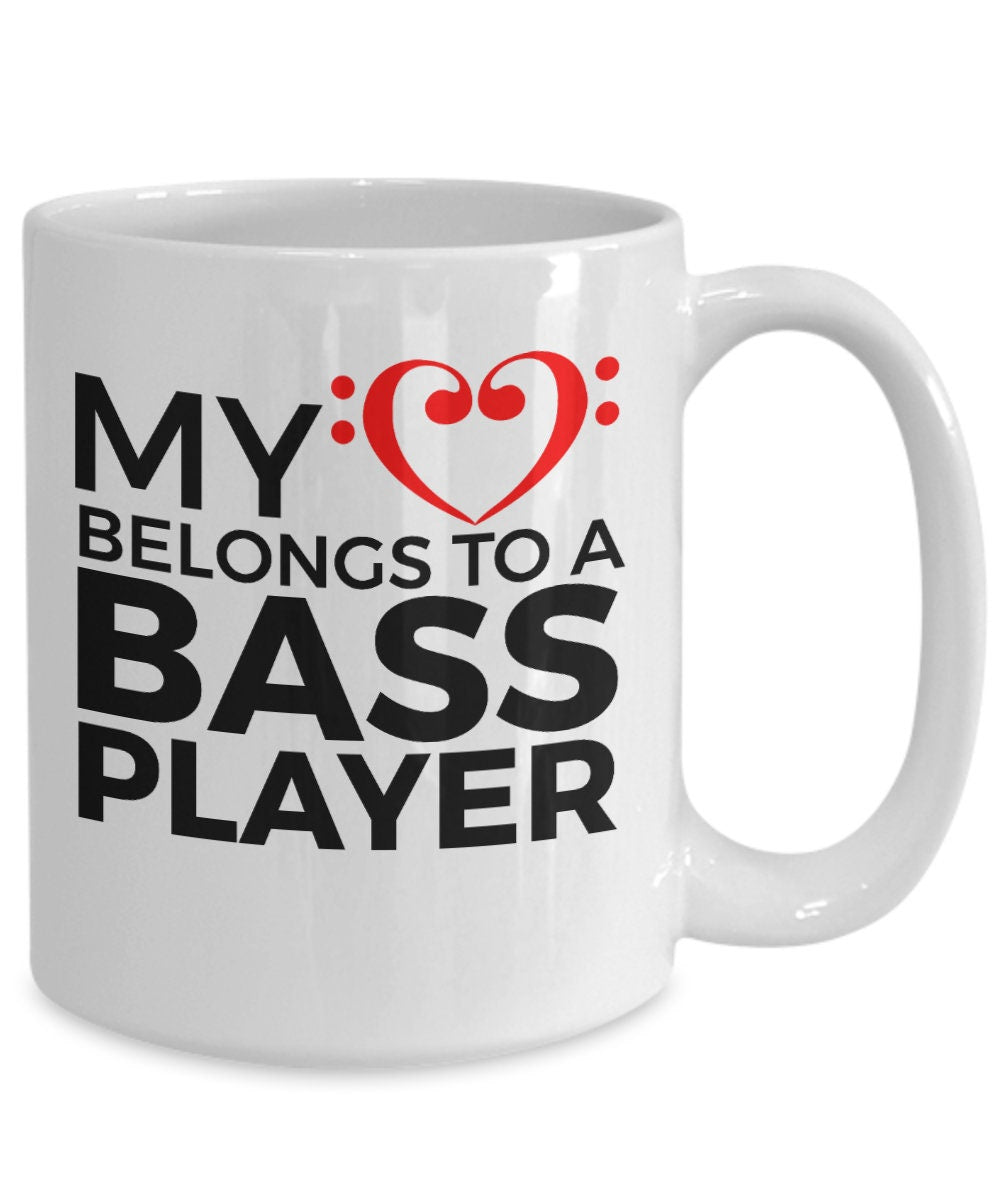 Bass Player Mug - My Heart Belongs To A Bass Player - Mallard Moon Gift Shop