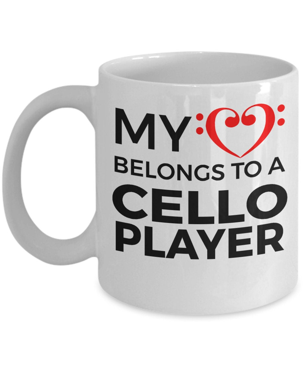 Cello Player Mug - My Heart Belongs To A Cello Player - Mallard Moon Gift Shop