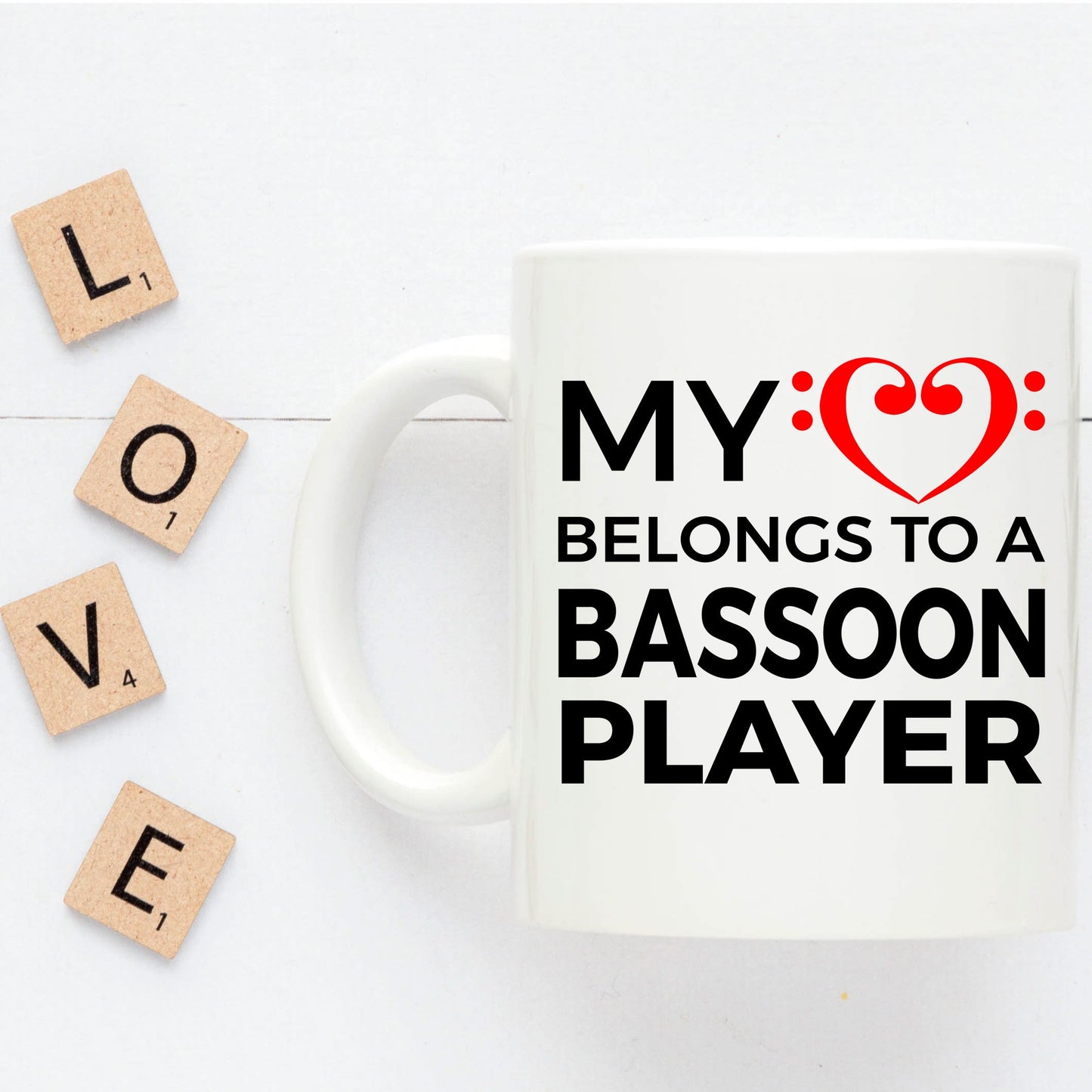 Bassoon Player Mug - My Heart Belongs To A Bassoon Player - Mallard Moon Gift Shop