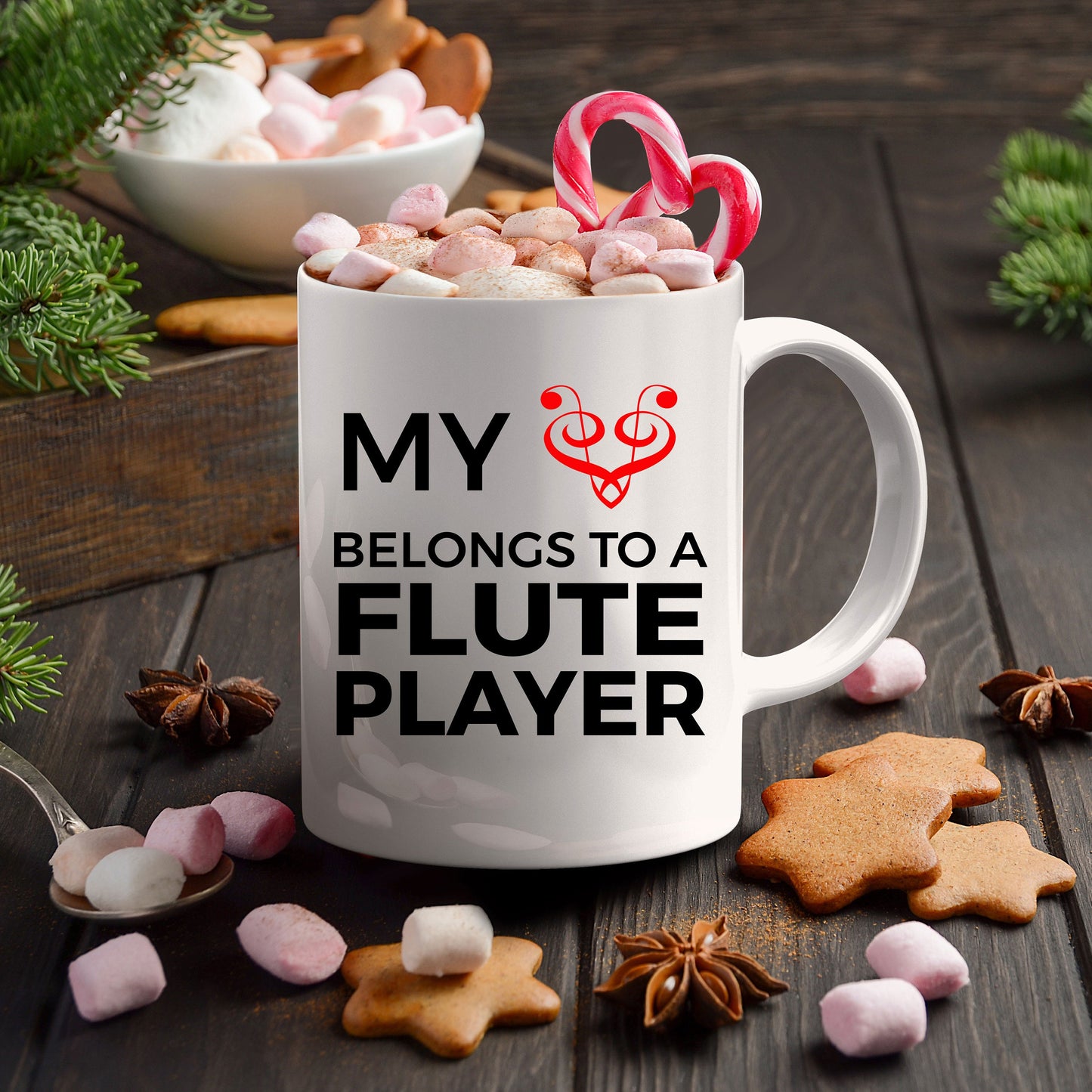 Flute Player Mug - My Heart Belongs To A Flute Player - Mallard Moon Gift Shop