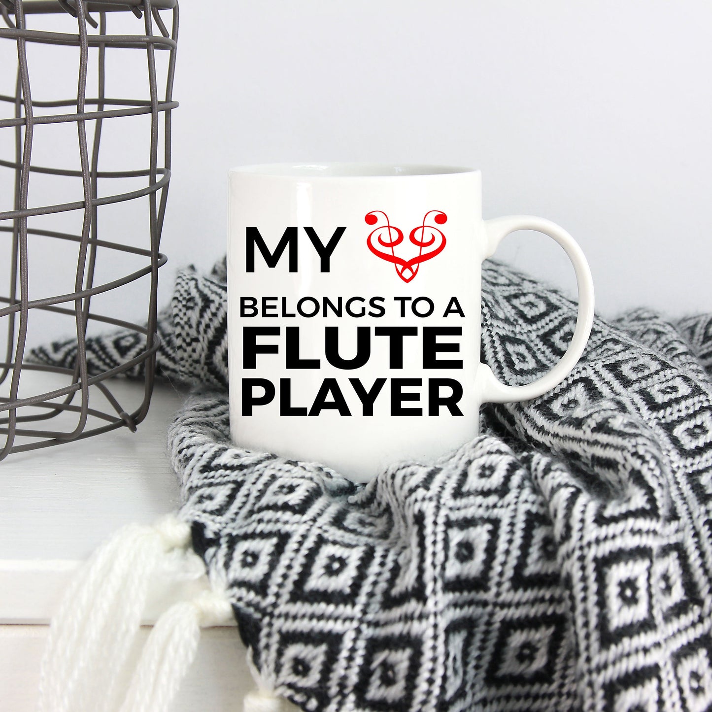 Flute Player Mug - My Heart Belongs To A Flute Player - Mallard Moon Gift Shop