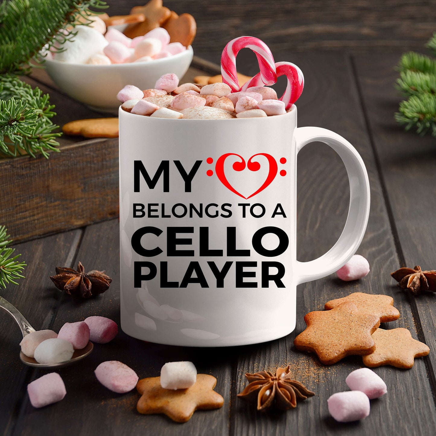 Cello Player Mug - My Heart Belongs To A Cello Player - Mallard Moon Gift Shop