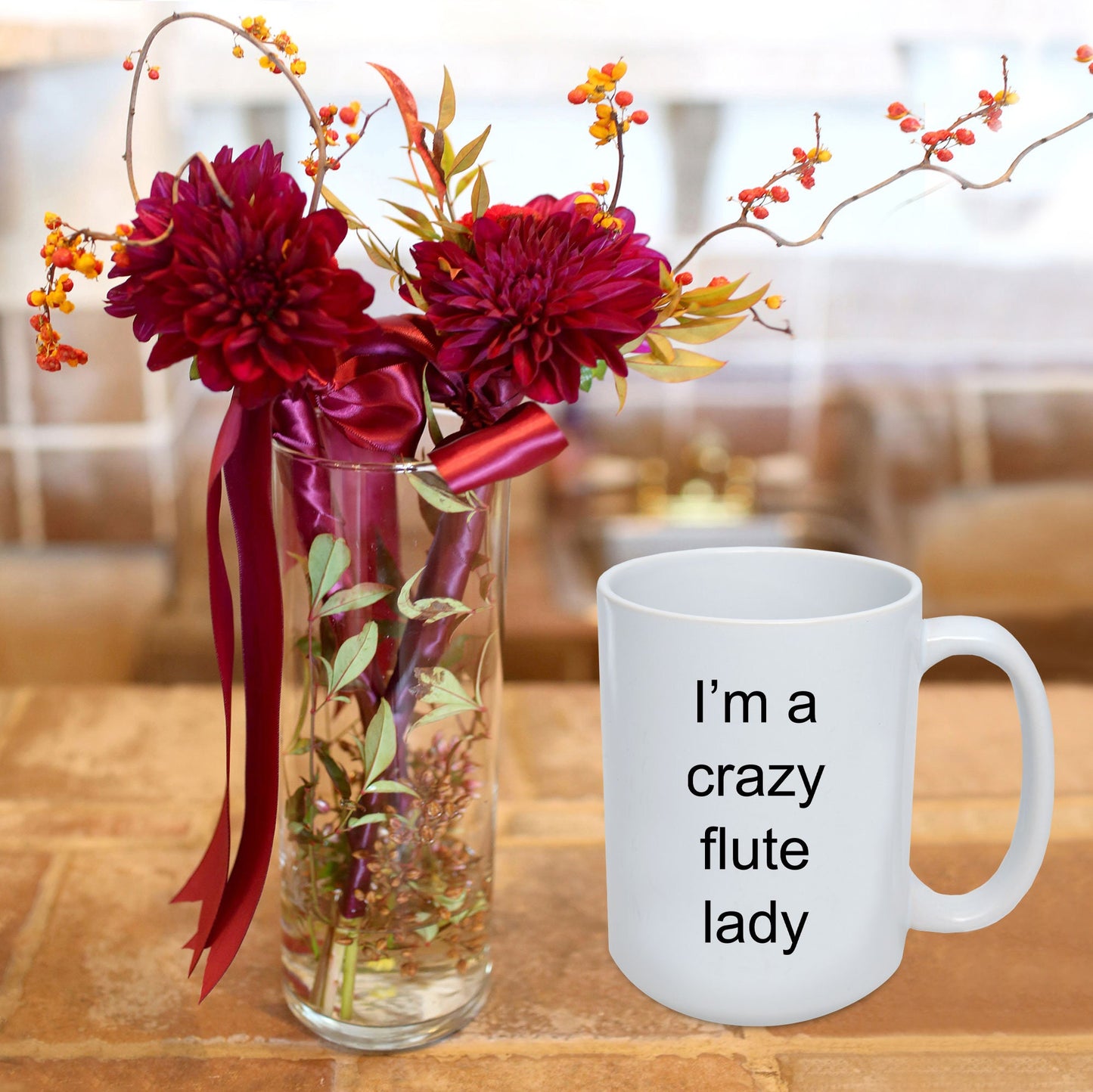 Flute Player Mug - I'm a Crazy Flute Lady - Mallard Moon Gift Shop