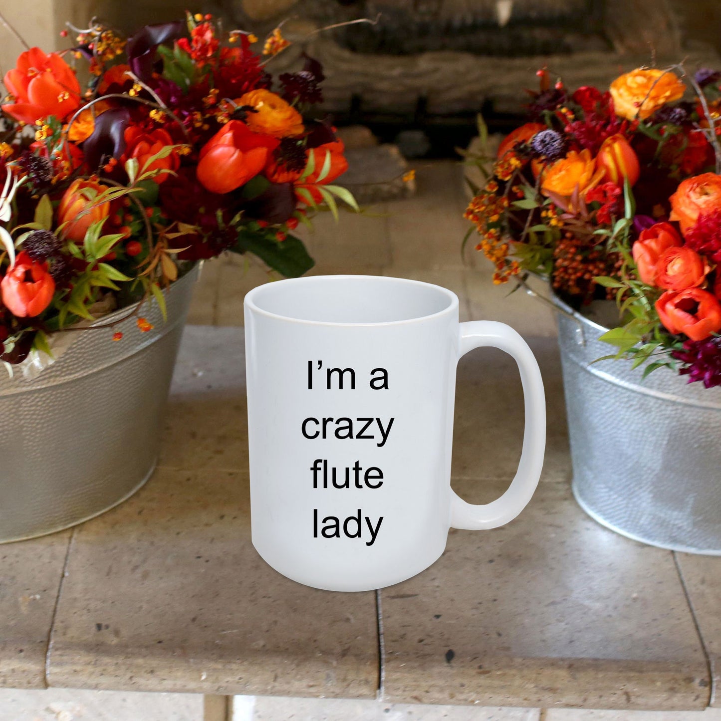Flute Player Mug - I'm a Crazy Flute Lady - Mallard Moon Gift Shop