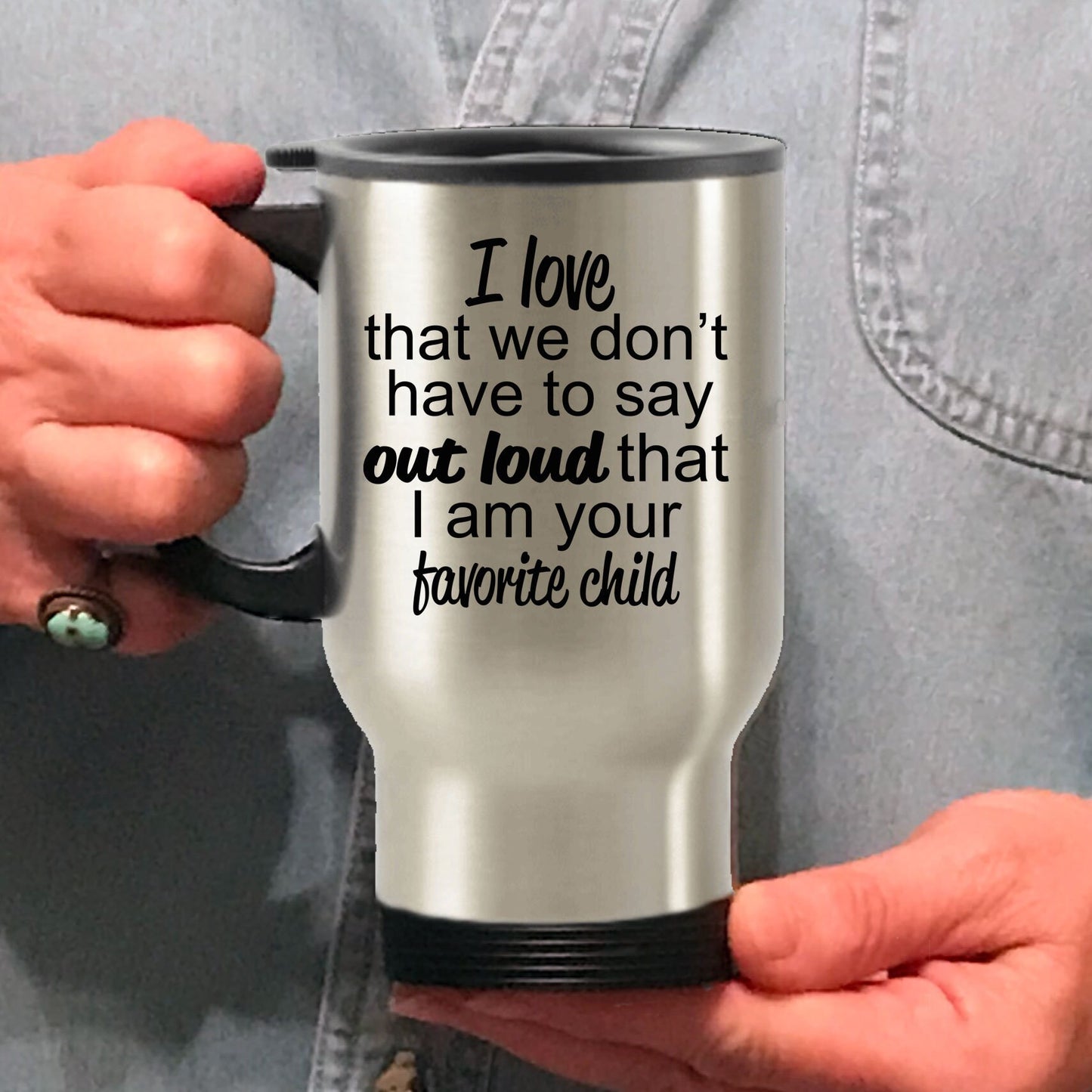 Favorite child travel mug - perfect gift for mother or father - Mallard Moon Gift Shop