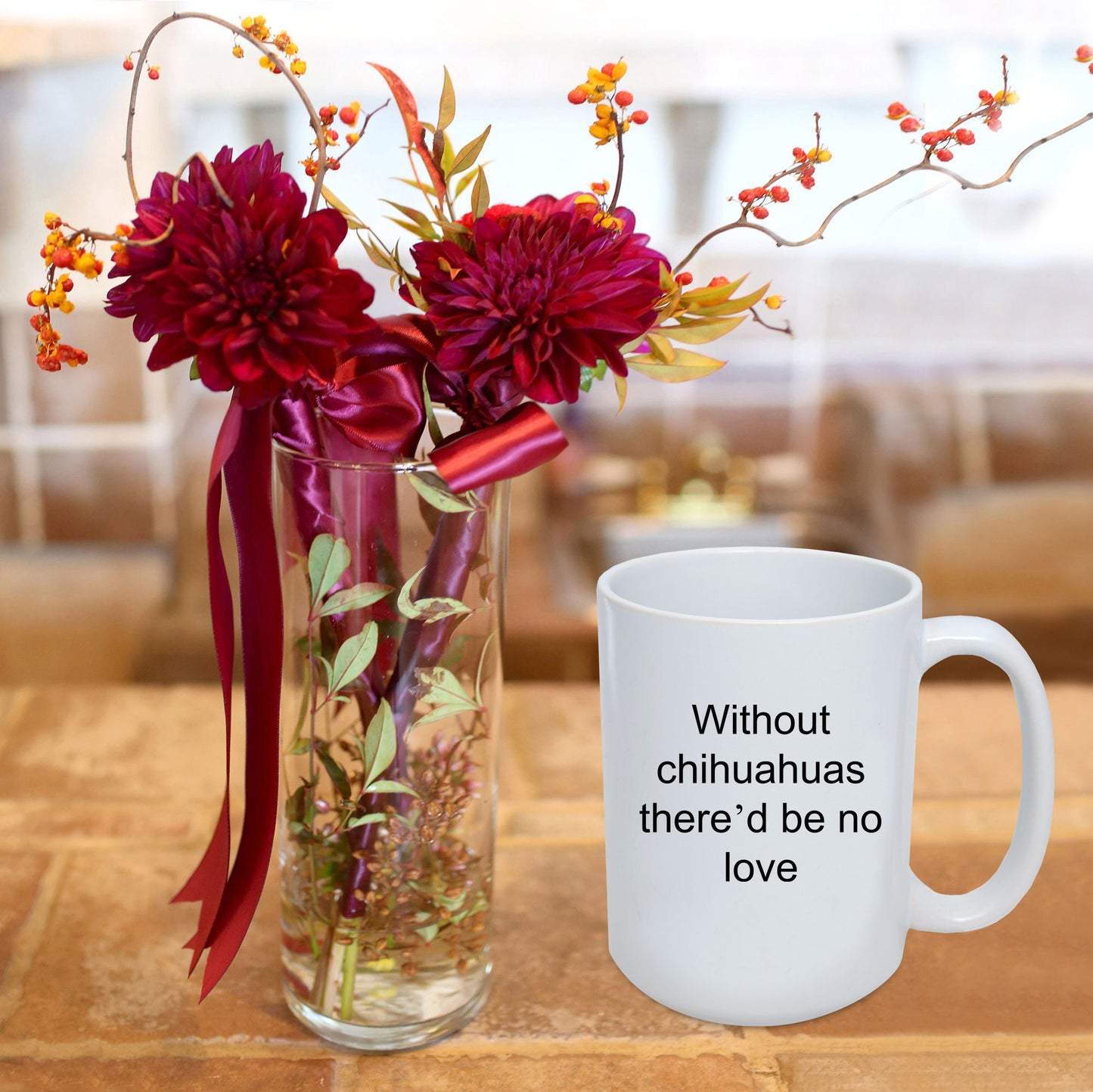 Chihuahua dog lover mug - without chihuahuas there'd be no love funny coffee cup - Mallard Moon Gift Shop