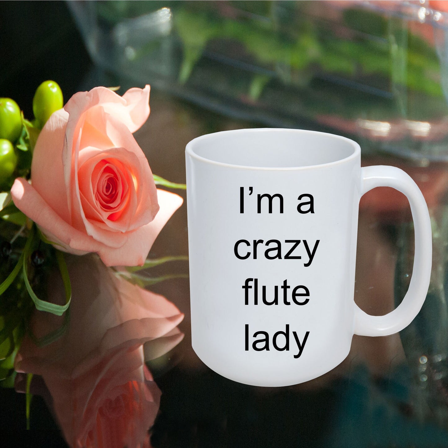 Flute Player Mug - I'm a Crazy Flute Lady - Mallard Moon Gift Shop