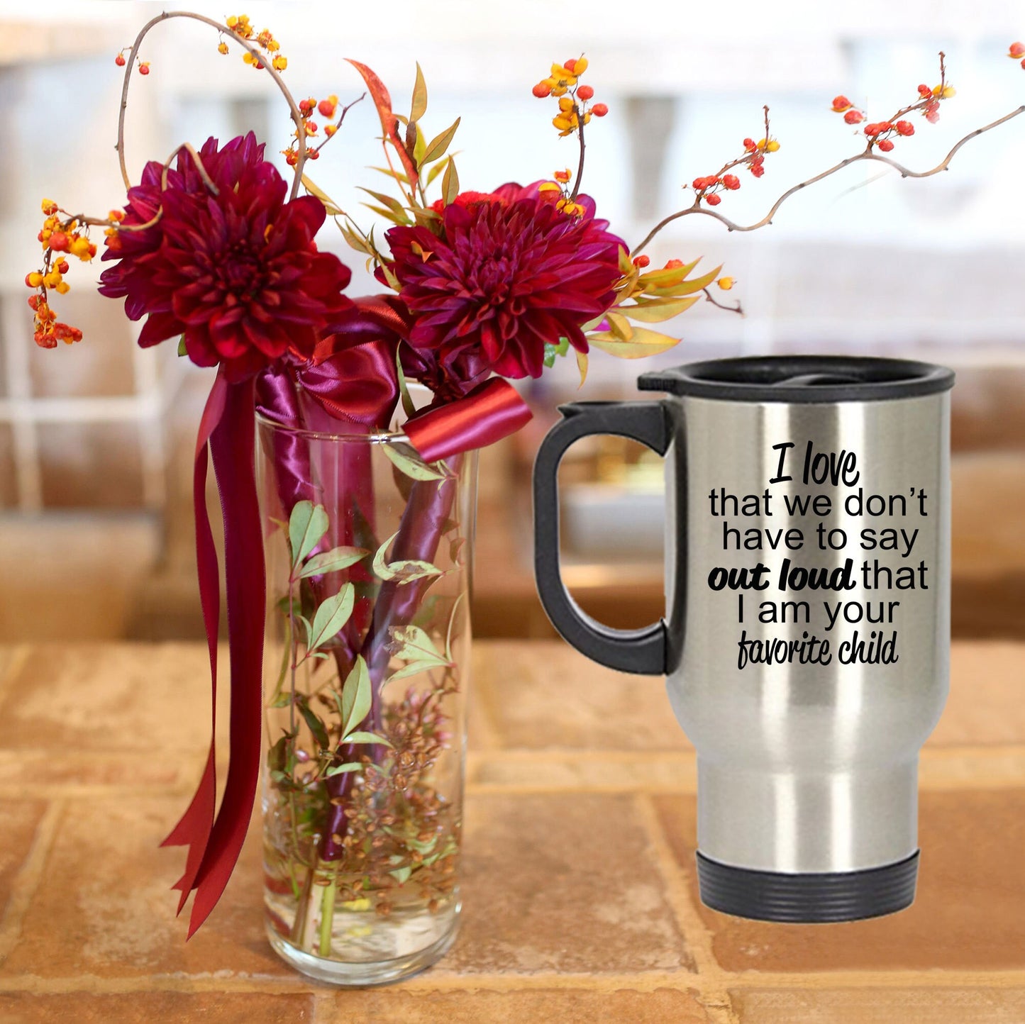 Favorite child travel mug - perfect gift for mother or father - Mallard Moon Gift Shop