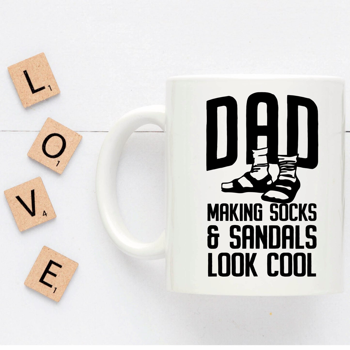 Funny dad custom ceramic coffee mug - Making socks and sandals look cool Birthday Father's Day Gift - Mallard Moon Gift Shop