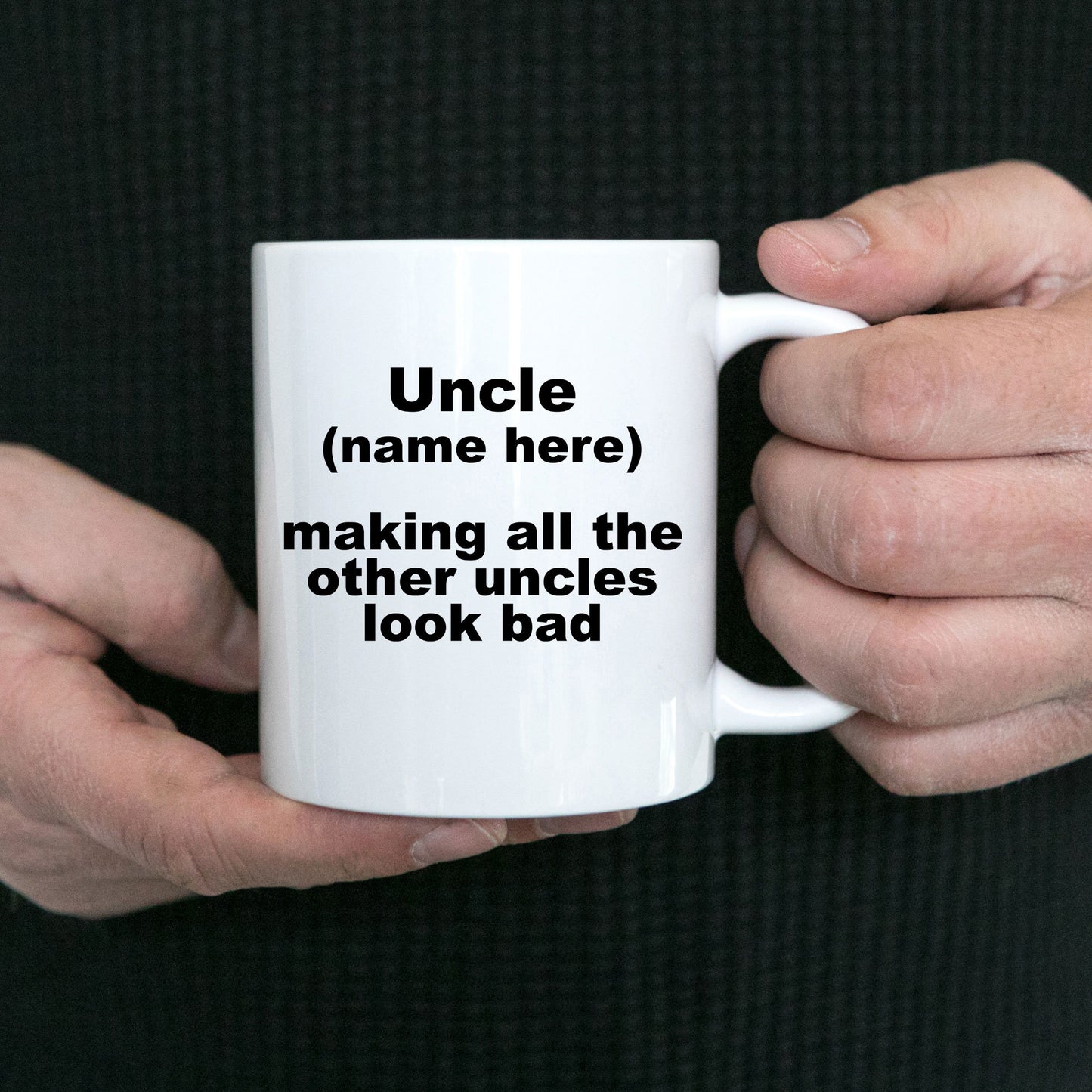 Custom Uncle Mug - Personalized mug for your favorite uncle white ceramic coffee cup, two-tone black, navy, red, pink - Mallard Moon Gift Shop