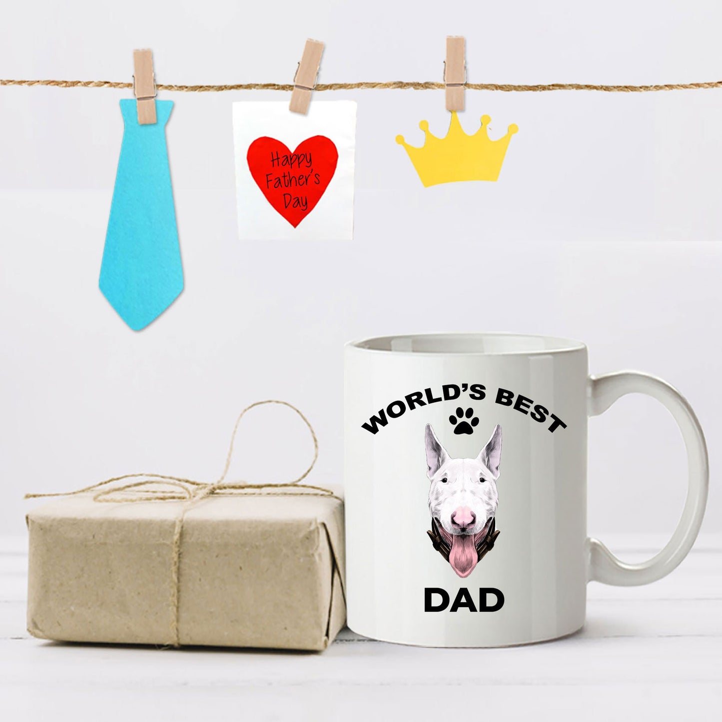 Bull terrier dog dad coffee mug - Mallard Moon Gift Shop