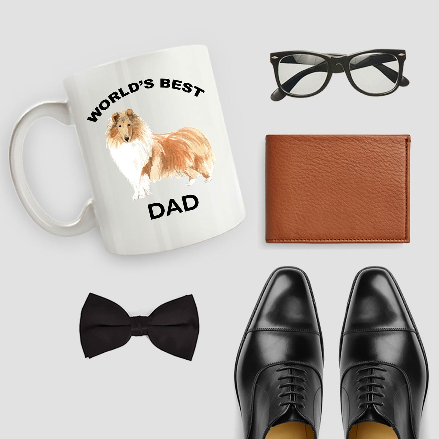 Collie Dog best Dad coffee mug - Mallard Moon Gift Shop