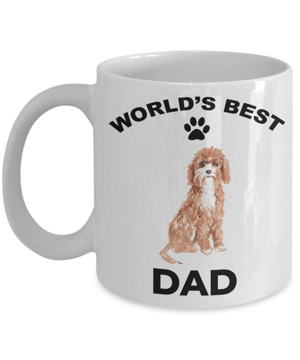 Cavapoo Best Dad coffee mug -white ceramic and two tone - Mallard Moon Gift Shop