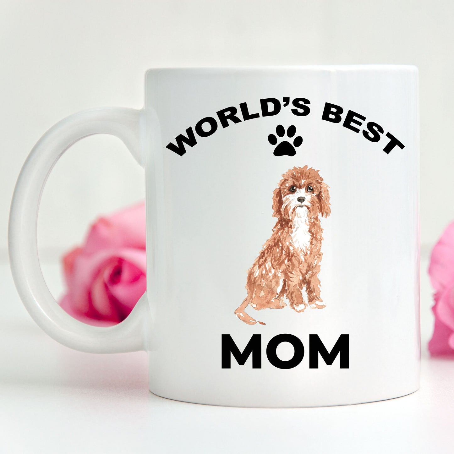 Cavapoo Best Mom mugs - white ceramic and two tone - Mallard Moon Gift Shop