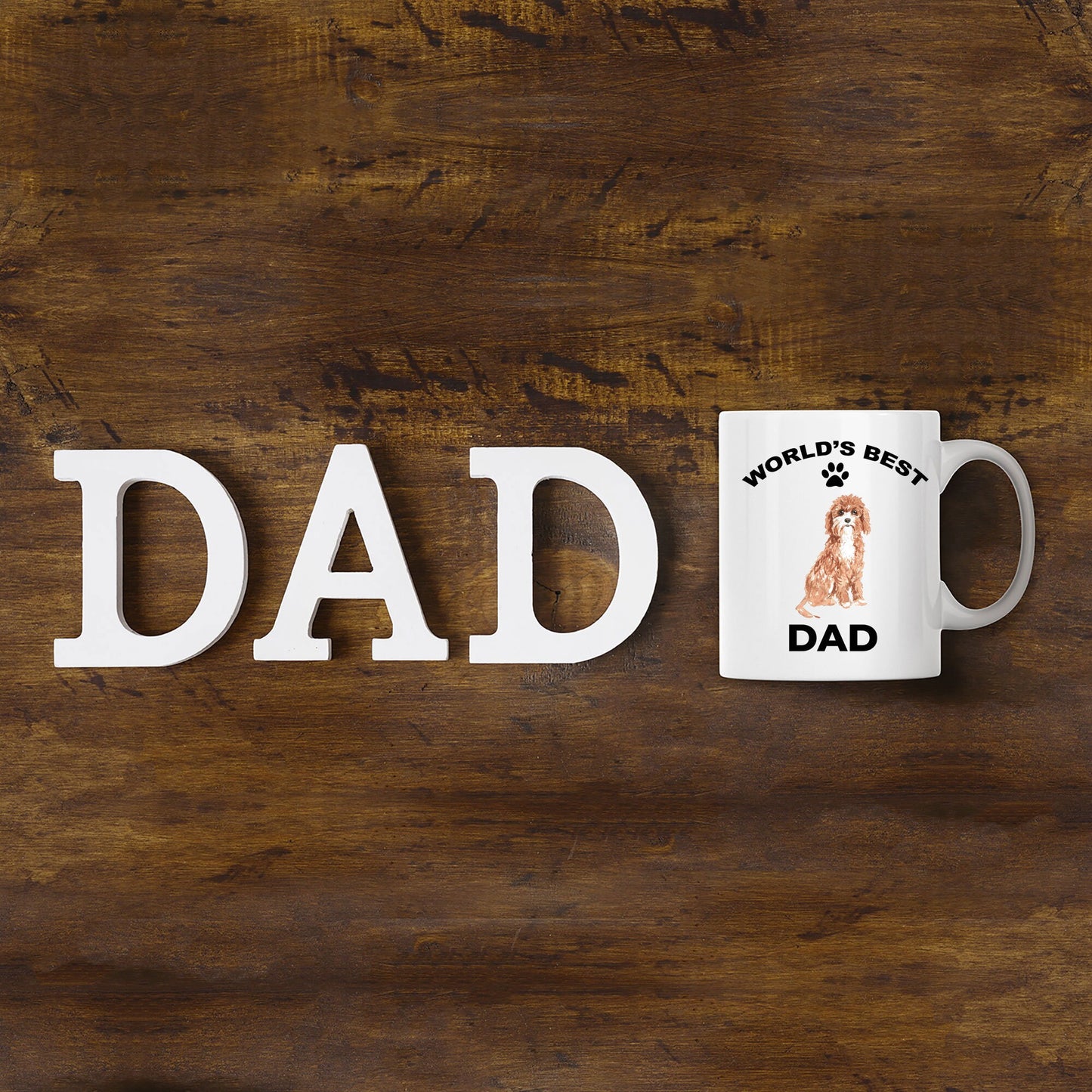 Cavapoo Best Dad coffee mug -white ceramic and two tone - Mallard Moon Gift Shop