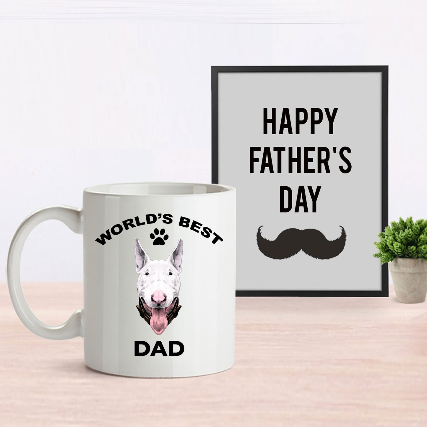 Bull terrier dog dad coffee mug - Mallard Moon Gift Shop