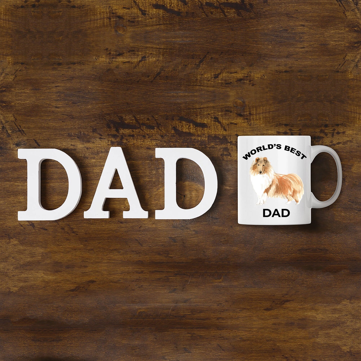 Collie Dog best Dad coffee mug - Mallard Moon Gift Shop