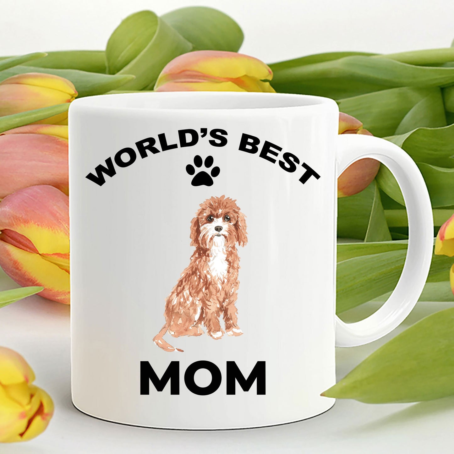 Cavapoo Best Mom mugs - white ceramic and two tone - Mallard Moon Gift Shop