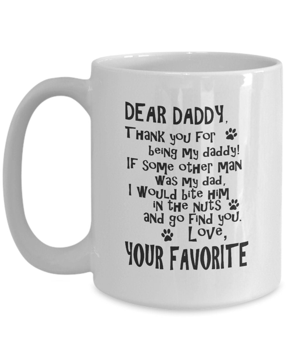 Dear Daddy Funny dog dad ceramic coffee mug - Mallard Moon Gift Shop