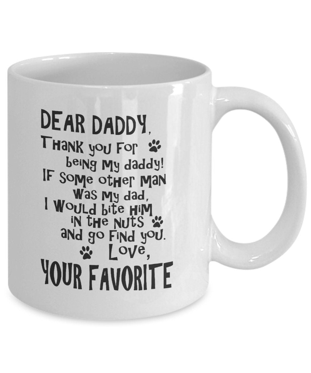 Dear Daddy Funny dog dad ceramic coffee mug - Mallard Moon Gift Shop