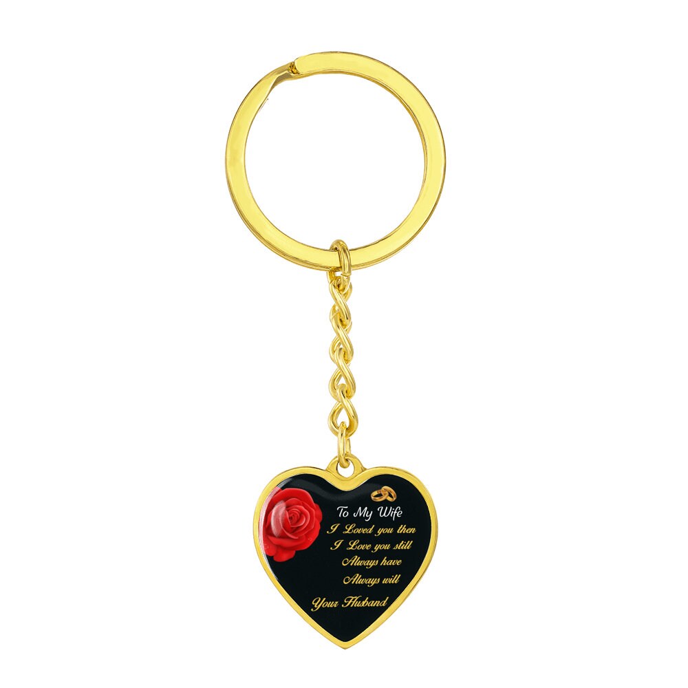 Engraved Heart Keychain Personalized Pendant Gift for Wife - Mallard Moon Gift Shop