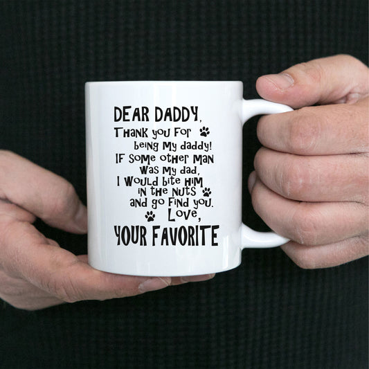 Dear Daddy Funny dog dad ceramic coffee mug - Mallard Moon Gift Shop