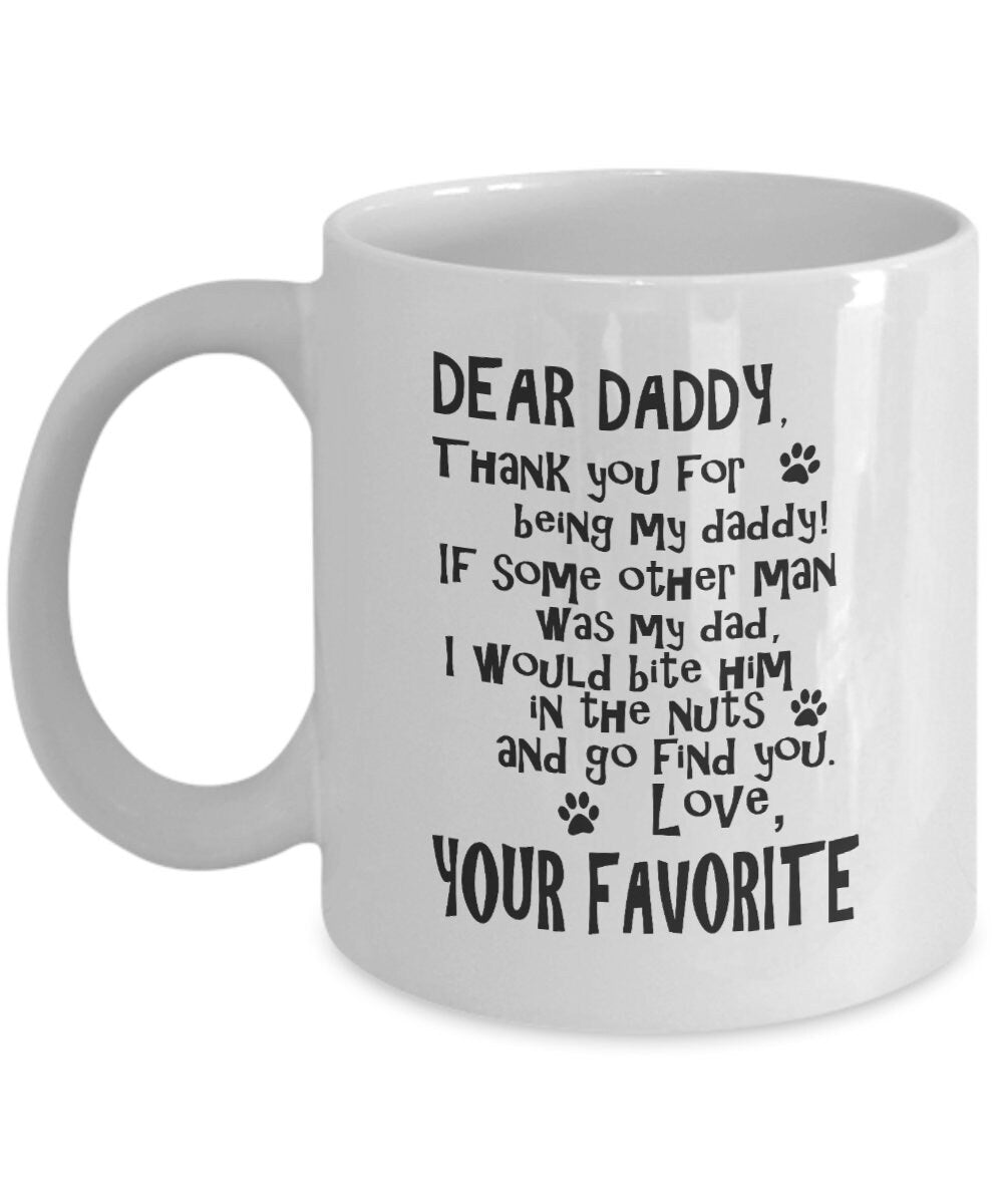 Dear Daddy Funny dog dad ceramic coffee mug - Mallard Moon Gift Shop