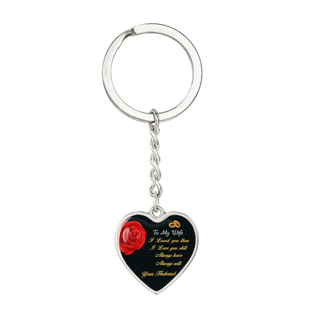 Engraved Heart Keychain Personalized Pendant Gift for Wife - Mallard Moon Gift Shop