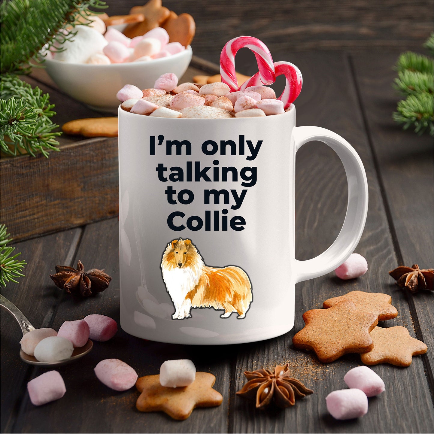 Funny Collie Dog Mug - I'm only talking to my Collie - Mallard Moon Gift Shop