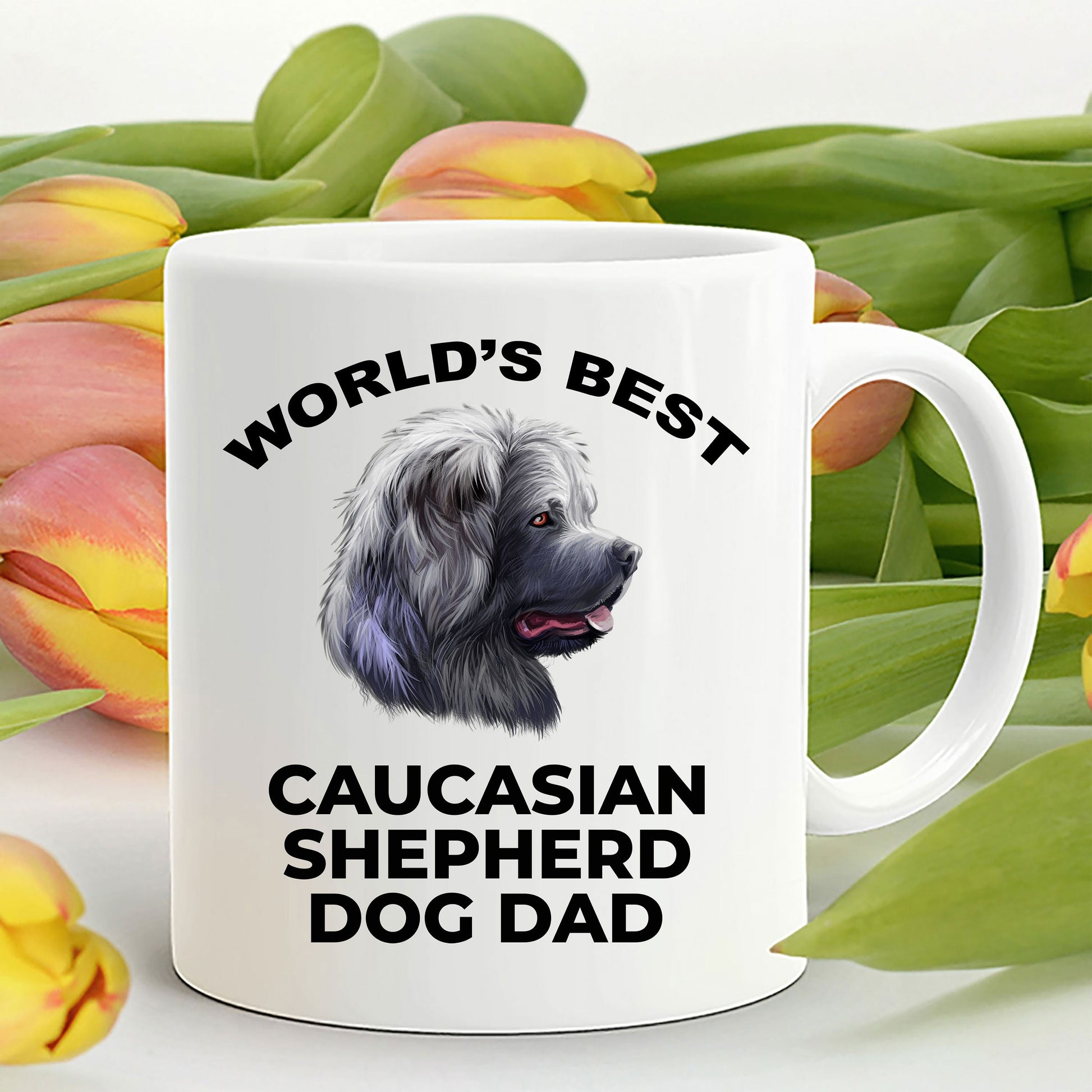 Caucasian Shepherd Best Dog Dad Custom Photo Coffee Mug - Mallard Moon Gift Shop