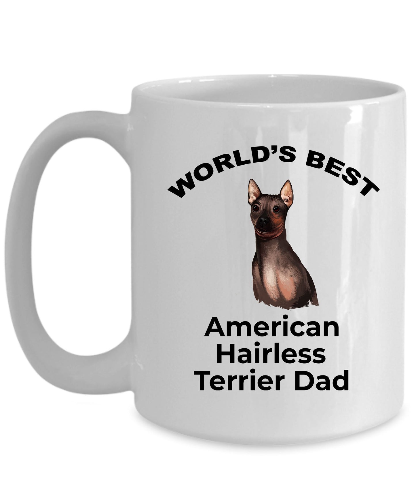 American Hairless Terrier Best Dad Coffee Mug - Mallard Moon Gift Shop