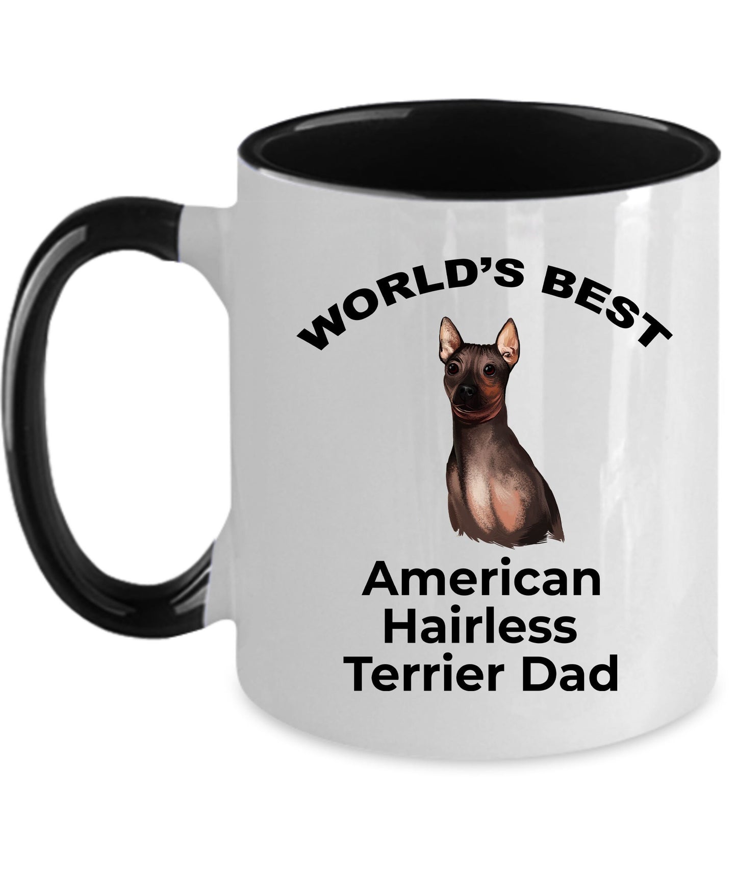 American Hairless Terrier Best Dad Coffee Mug - Mallard Moon Gift Shop