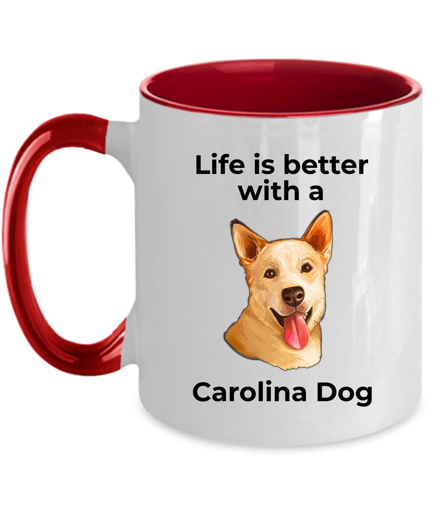 Carolina dog Coffee Mug white and color two tone - Life is better with a Carolina dog - Mallard Moon Gift Shop