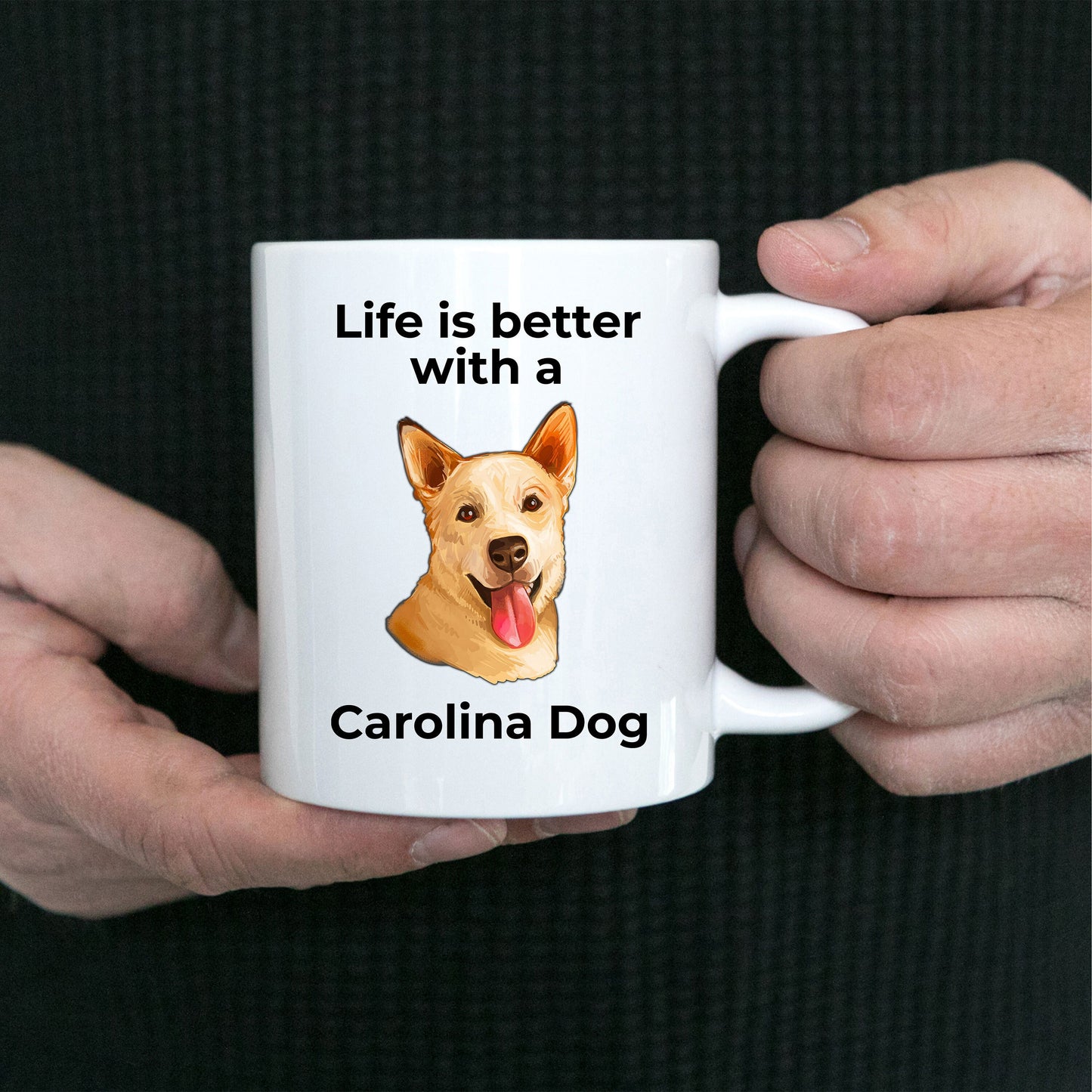 Carolina dog Coffee Mug white and color two tone - Life is better with a Carolina dog - Mallard Moon Gift Shop