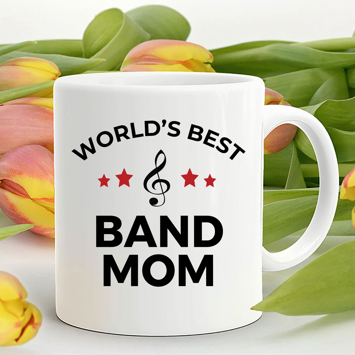 Best Band Mom Ceramic Coffee Mug Personalized white, two-tone black, red, navy, pink - Mallard Moon Gift Shop