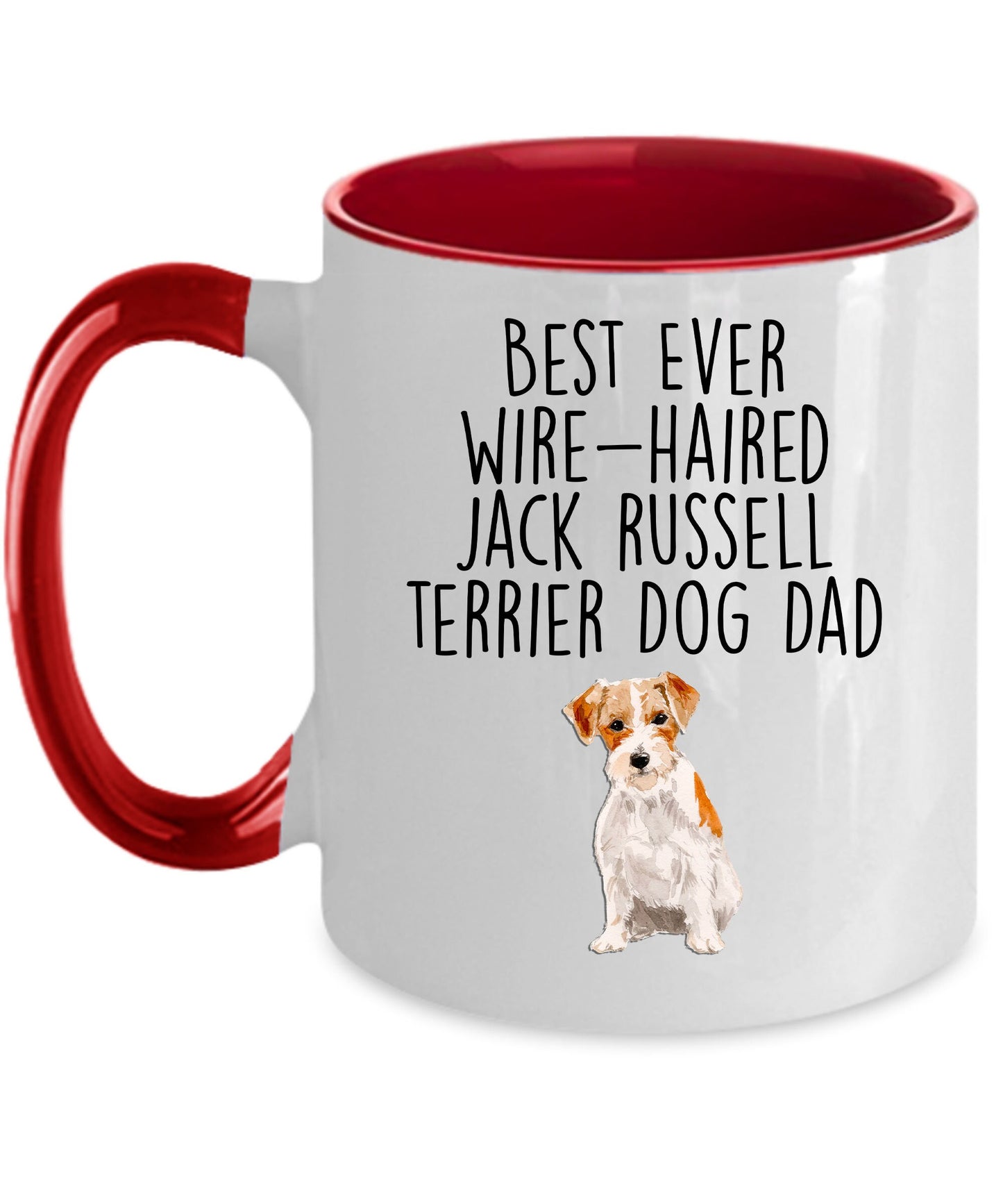 Best Ever Wire-haired Jack Russell Terrier Dog Dad Custom ceramic coffee mug - Mallard Moon Gift Shop