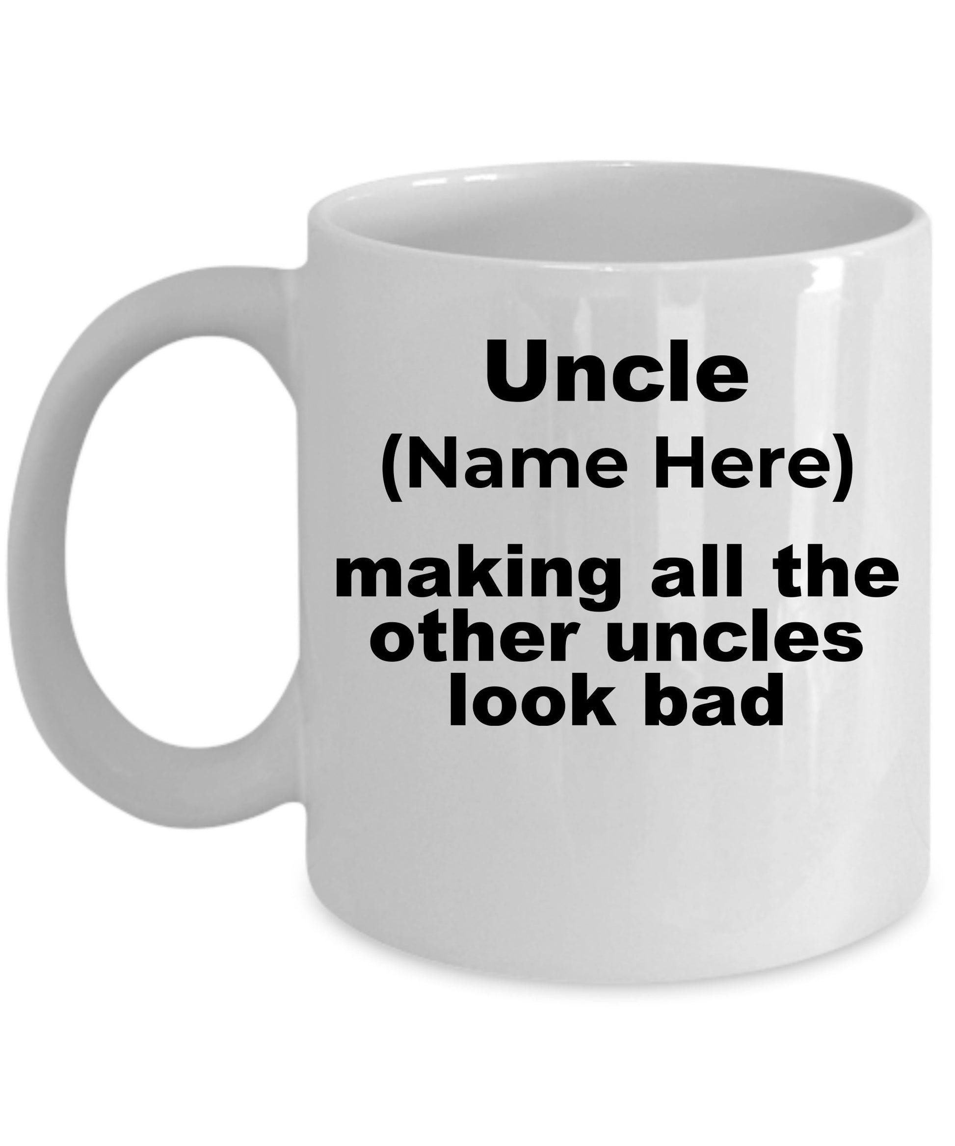Custom Uncle Mug - Personalized mug for your favorite uncle white ceramic coffee cup, two-tone black, navy, red, pink - Mallard Moon Gift Shop