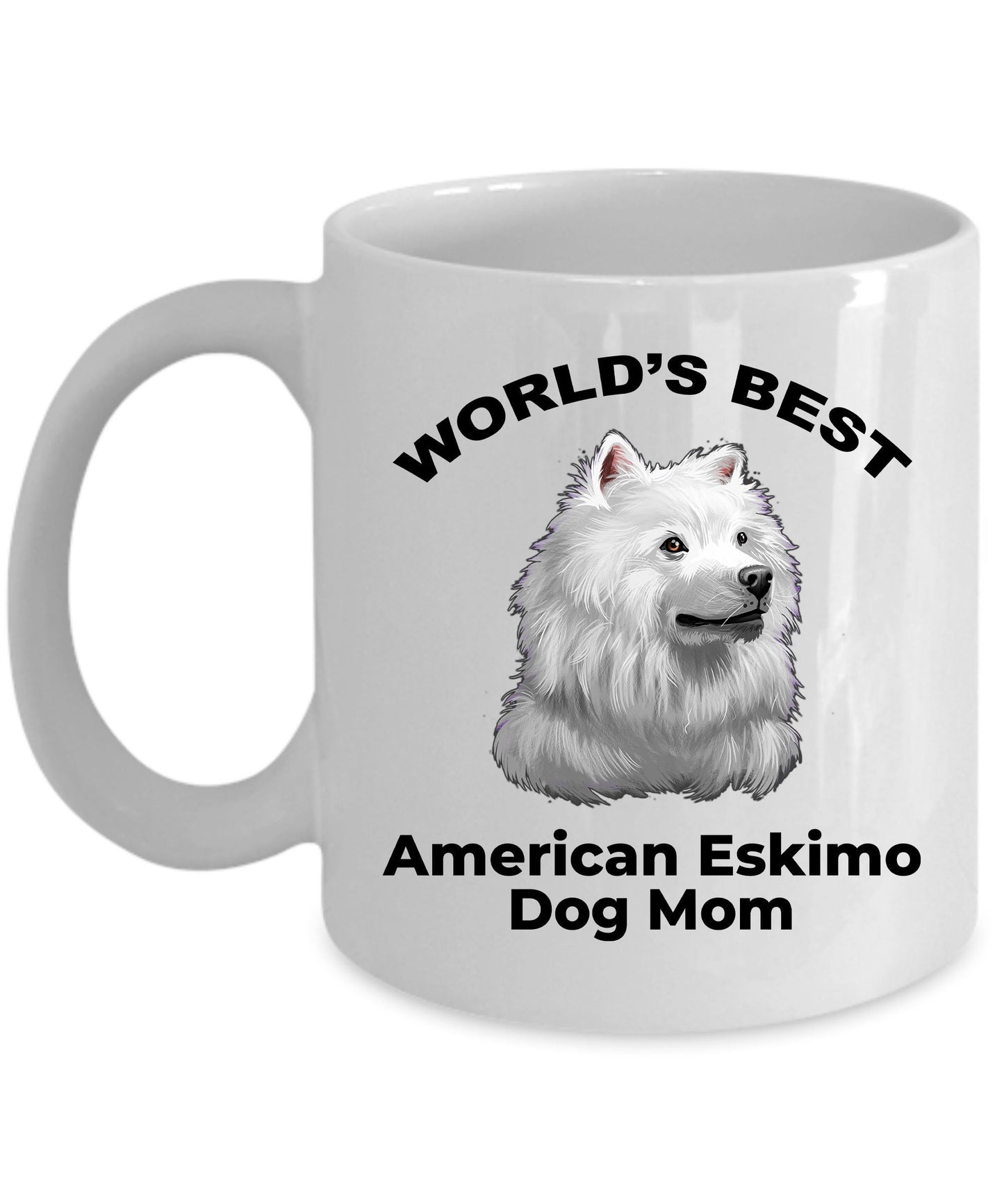American Eskimo World's Best Dog Mom Custom Ceramic Coffee Mug - Mallard Moon Gift Shop