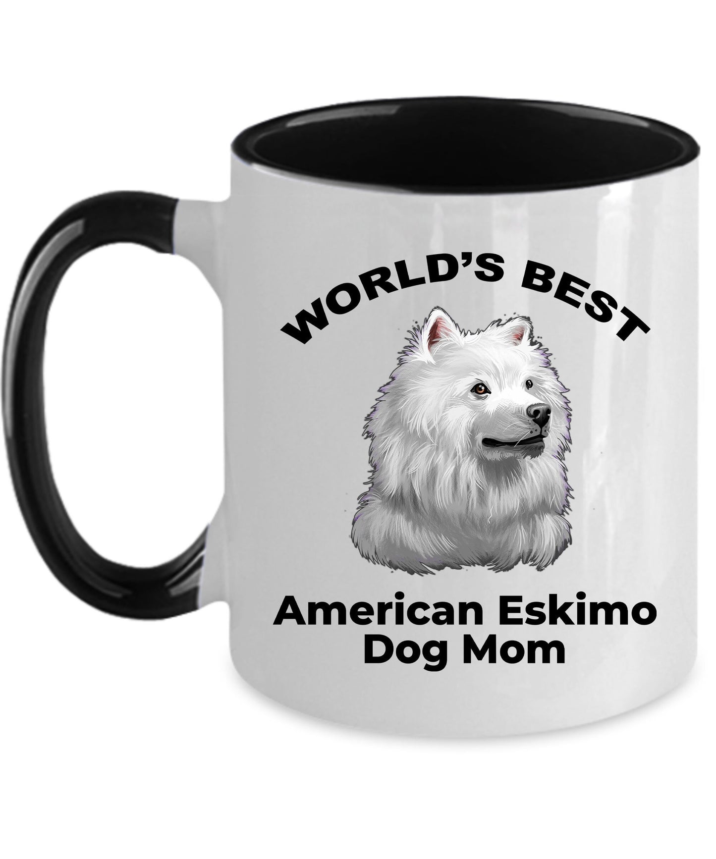 American Eskimo World's Best Dog Mom Custom Ceramic Coffee Mug - Mallard Moon Gift Shop