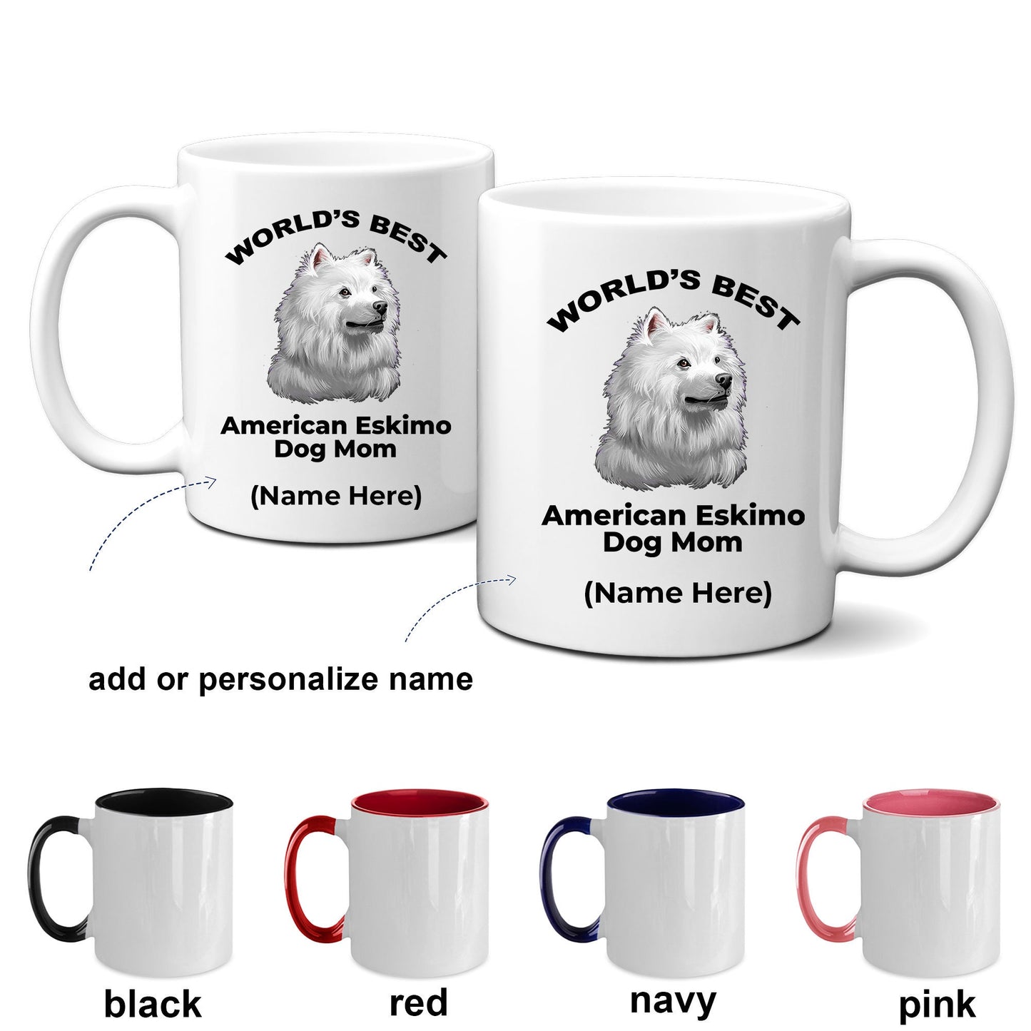 American Eskimo World's Best Dog Mom Custom Ceramic Coffee Mug - Mallard Moon Gift Shop